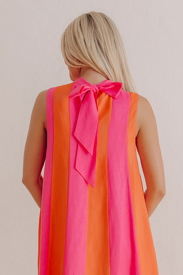 Sunset Sorbet Linen-Blend Midi Dress Image - 4