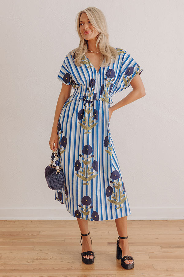 Boardwalk Bloom Stripe Midi Dress