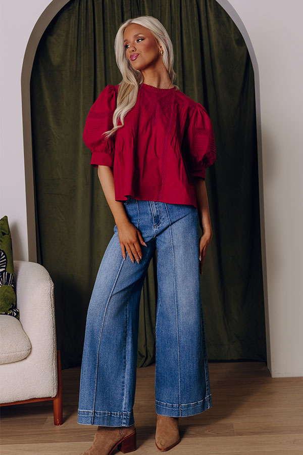 Love in the Details Pleated Top in Wine Image - 2