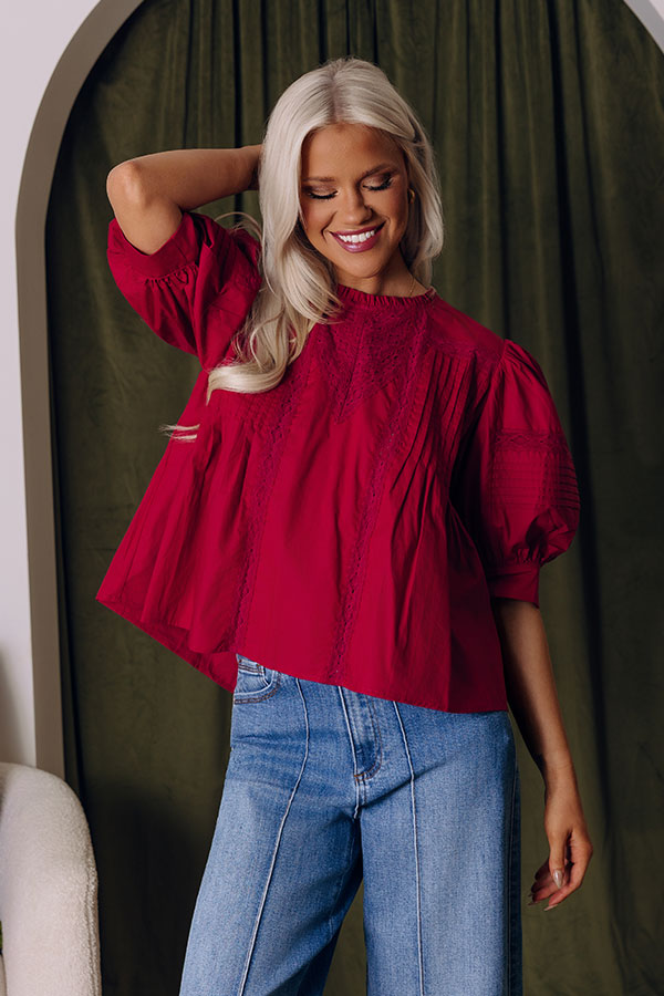 Love in the Details Pleated Top in Wine Image - 1