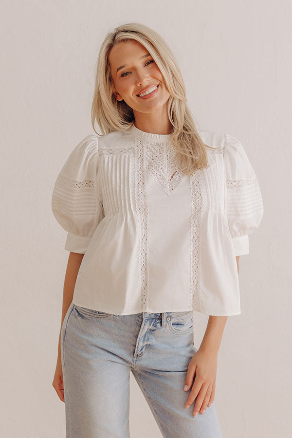 Love in the Details Pleated Top in White Image - 2