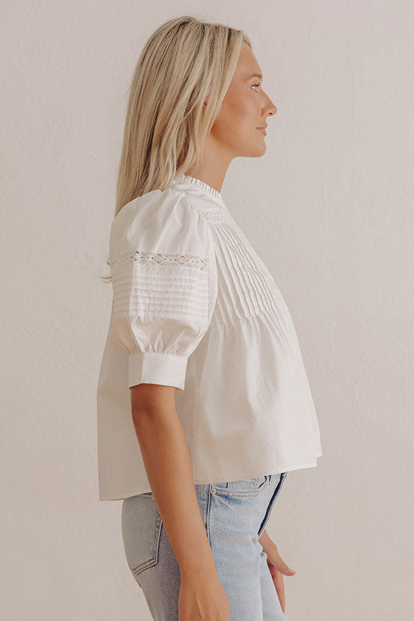 Love in the Details Pleated Top in White Image - 4