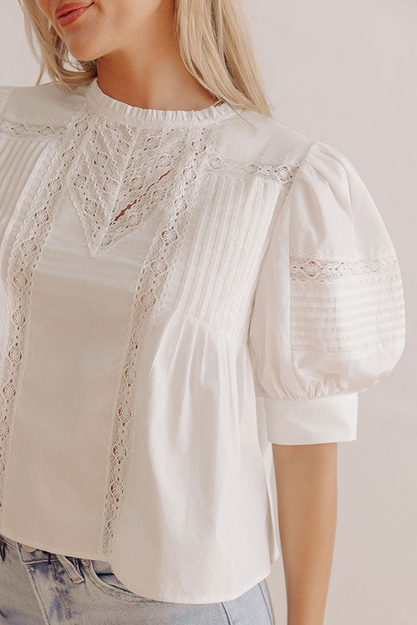 Love in the Details Pleated Top in White Image - 3