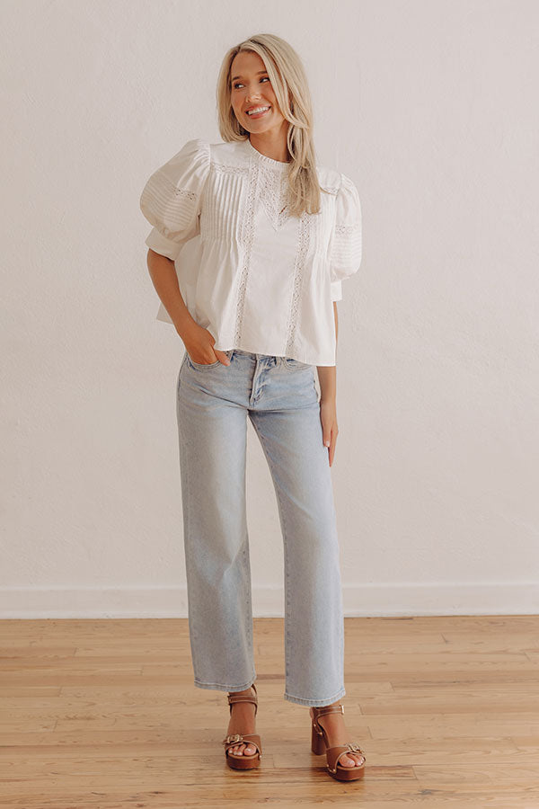 Love in the Details Pleated Top in White