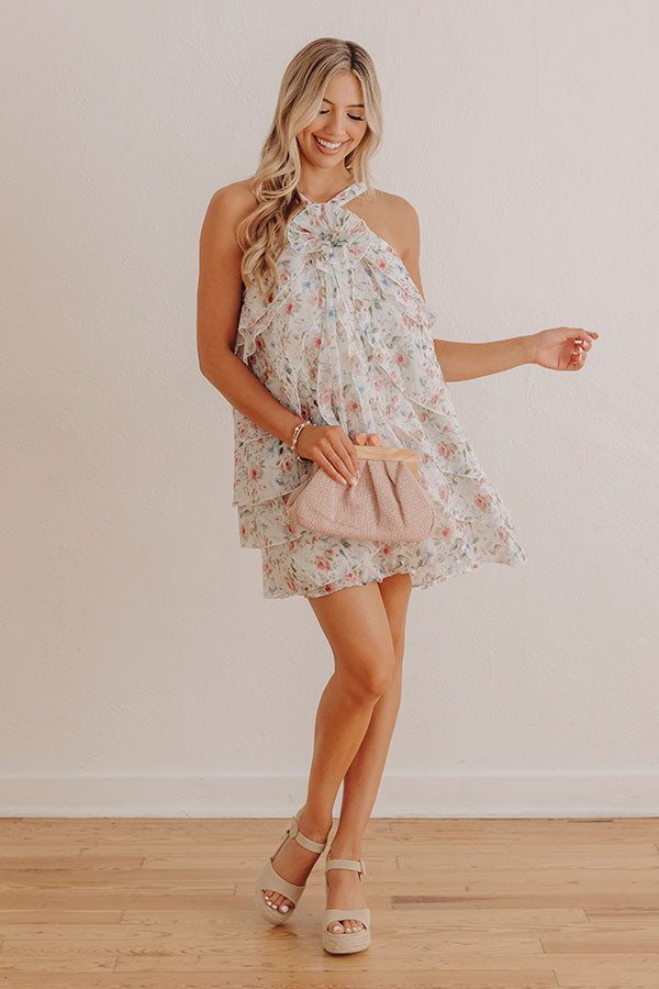 Whispering Petals Floral Tiered Mini Dress
