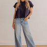 Uptown Muse Knit Button Up Top in Navy Image - 1