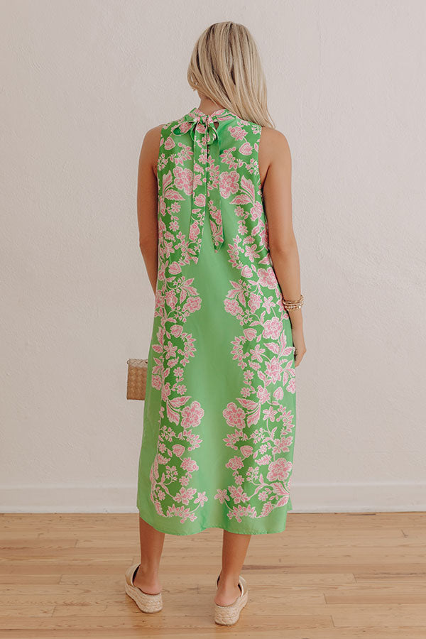 Paradise Lane Floral Satin Midi Dress Image - 4