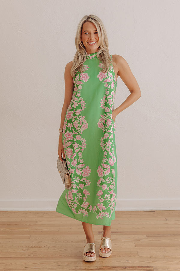 Paradise Lane Floral Satin Midi Dress Image - 1