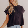 Uptown Muse Knit Button Up Top in Black Image - 1