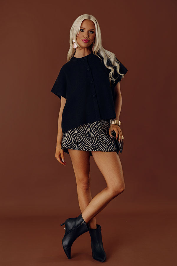 Uptown Muse Knit Button Up Top in Black Image - 1