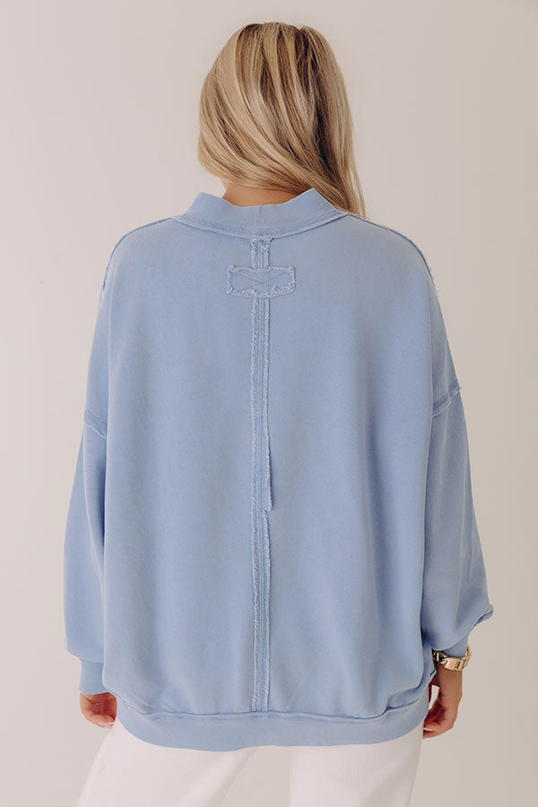 Relax and Repeat Oversized Sweatshirt in Sky Blue Image - 4