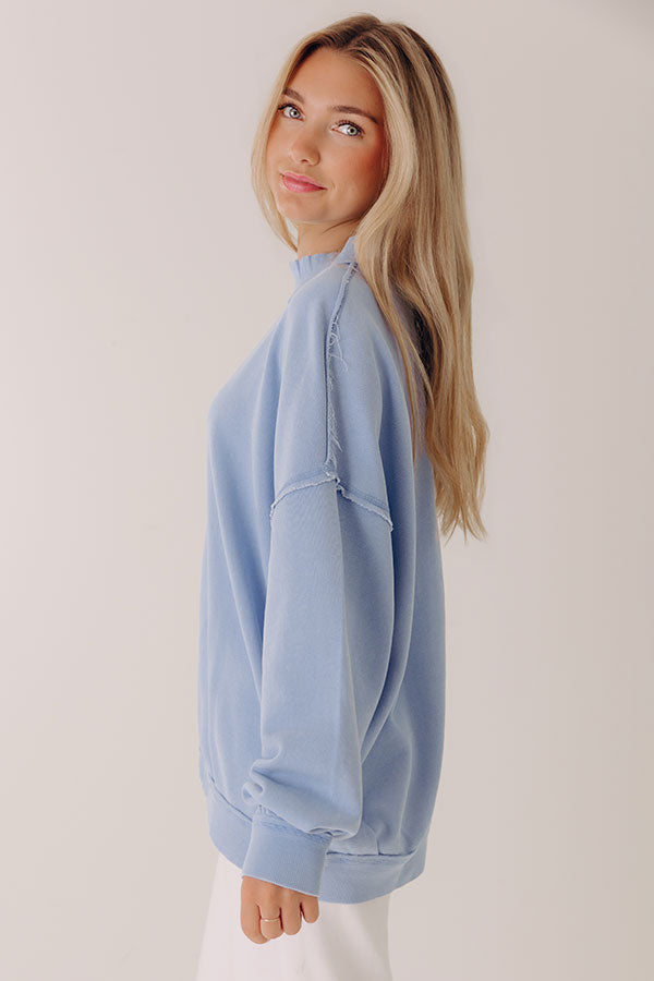 Relax and Repeat Oversized Sweatshirt in Sky Blue Image - 3