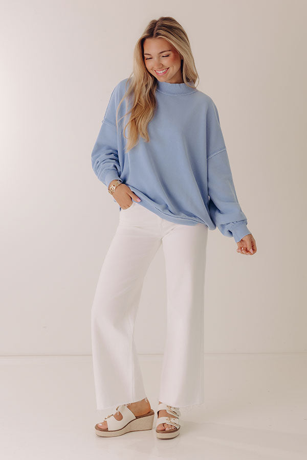 Relax and Repeat Oversized Sweatshirt in Sky Blue Image - 1