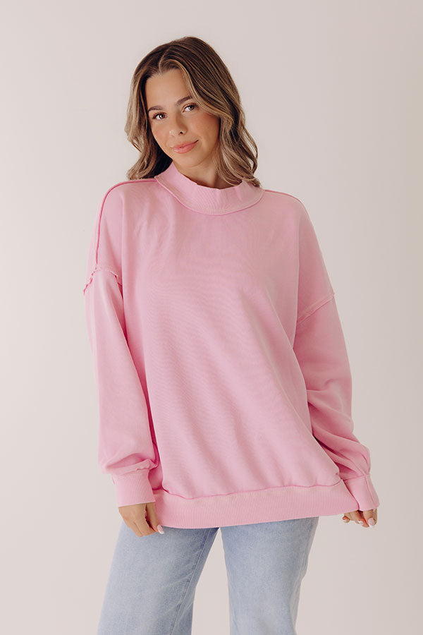 Relax and Repeat Oversized Sweatshirt in Pink Image - 3