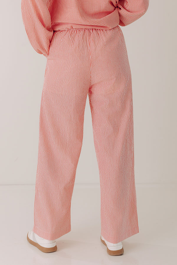 Seaside Charm Midrise Stripe Pants in Tangerine Image - 4
