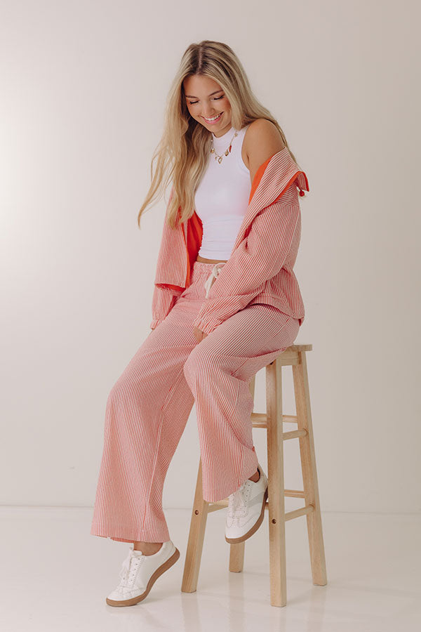 Seaside Charm Midrise Stripe Pants in Tangerine