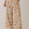 Botanical Club High Waist Floral Wide Leg Pants in Oatmeal Image - 1
