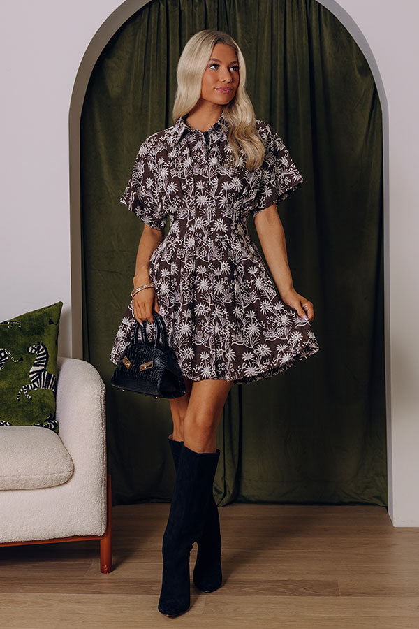 Embroidered Elegance Floral Mini Dress Image - 2