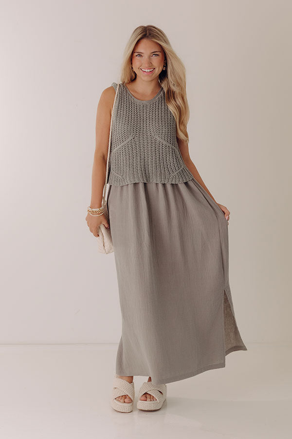 Beach House Brunch Mixed Media Maxi Dress Image - 3