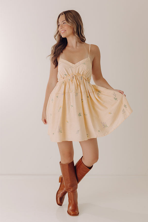Prairie Bloom Floral Embroidered Mini Dress Image - 2