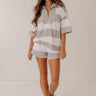 Simple Staple Quarter Zip Stripe Top in Grey Image - 1