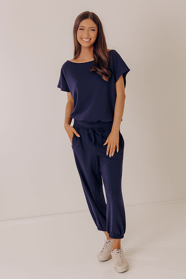 Casual Ease Midrise Cropped Joggers in Navy Image - 1