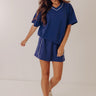 Simply Charming High Waist Scuba Skort in Navy Image - 1