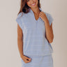 Brunch On The Pier Quarter Zip Stripe Top in Sky Blue Image - 1