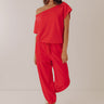 Casual Ease Off Shoulder Terry Top in Raspberry Image - 1