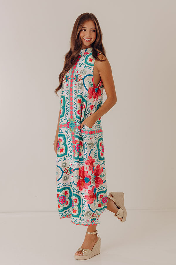 Paradise Lane Floral Satin Midi Dress in Ivory Image - 3