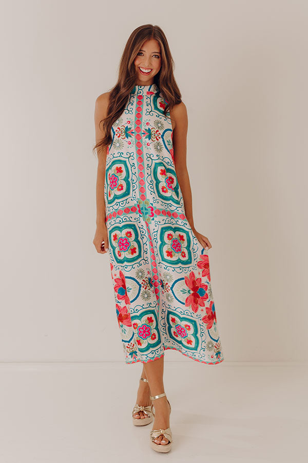 Paradise Lane Floral Satin Midi Dress in Ivory Image - 5