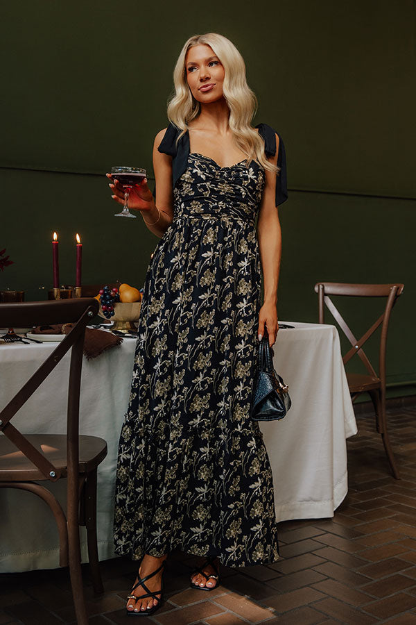 Country Estate Floral Midi Dress in Black Image - 1