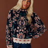 Classic Blooms Floral Knit Sweater Top in Black Image - 1