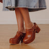 The Sawyer Faux Leather Platform Clogs in Brown Image - 1