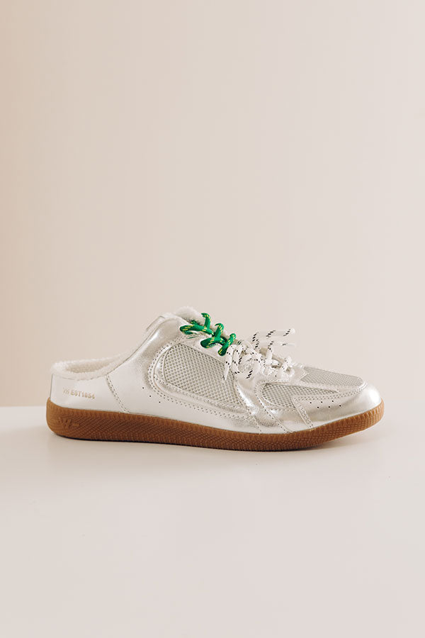 Margo Faux Leather Metallic Slip On Sneaker in Washed Silver Image - 2