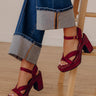 The Adelaide Faux Nubuck Platform Heel in Wine Image - 1