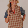 Boston Bistro Houndstooth Tweed Top in Iced Latte Image - 1