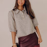 Preppy Charm Tweed Knit Top in Dark Grey Image - 1