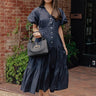 Bistro Charm Button Down Midi Dress in Navy Image - 1