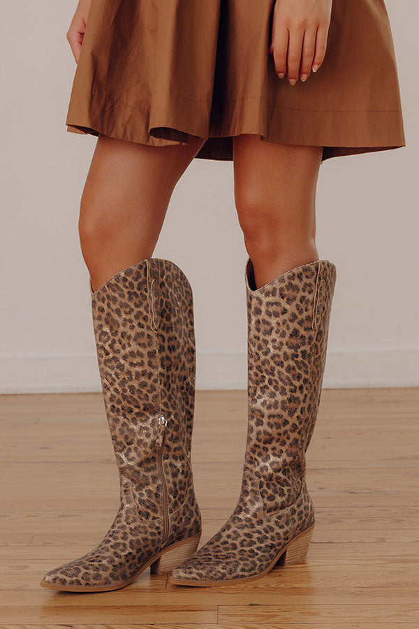 The Lola Knee High Leopard Cowboy Boot Image - 3