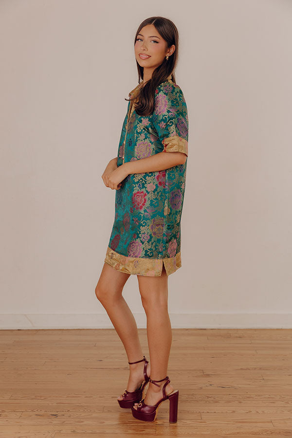 Venetian Romance Floral Jacquard Mini Dress Image - 4