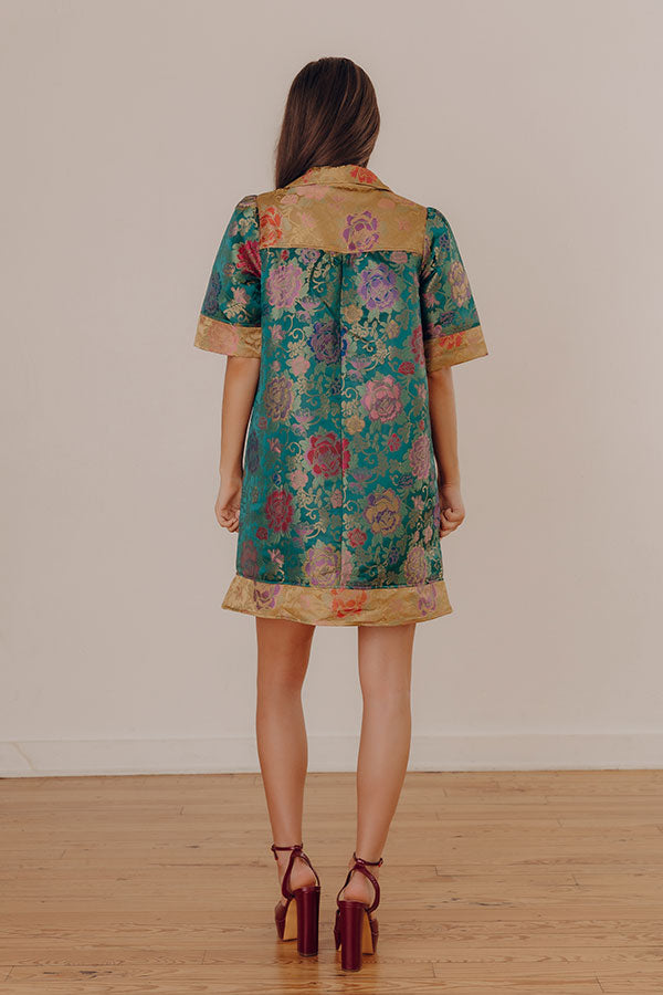 Venetian Romance Floral Jacquard Mini Dress Image - 5