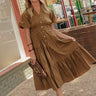 Bistro Charm Button Down Midi Dress in Mocha Image - 1