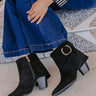 Wine O' Clock Faux Suede Bootie in Black Image - 1