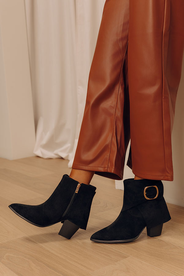 Wine O' Clock Faux Suede Bootie in Black Image - 2