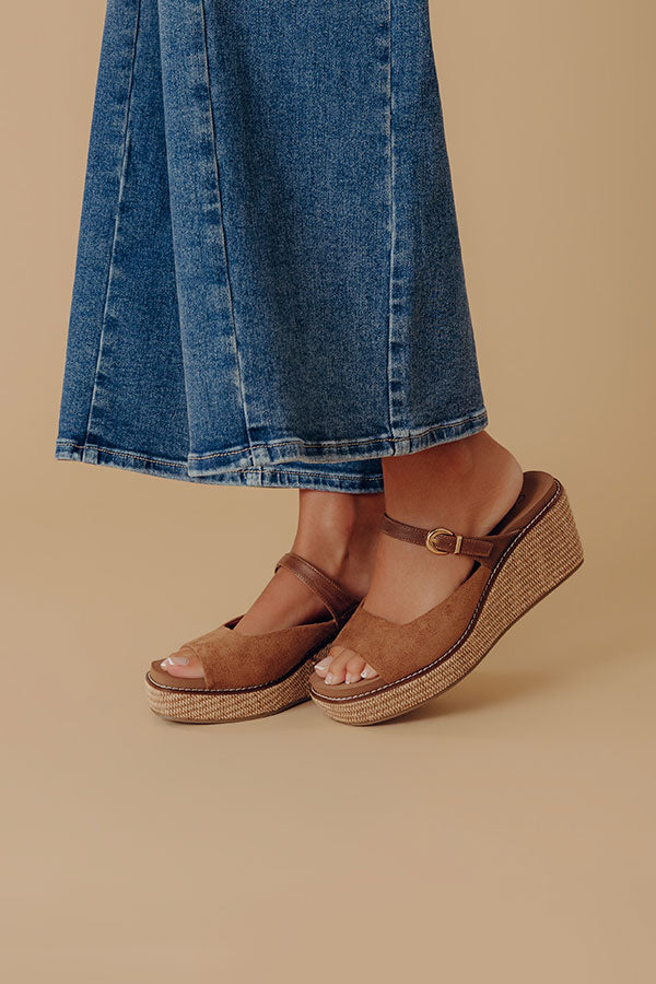 Treat Yourself Faux Suede Wedge in Chocolate