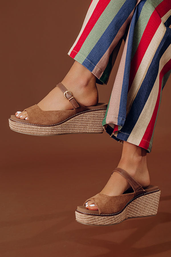 Treat Yourself Faux Suede Wedge in Chocolate Image - 1