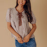 Apple Cider Kisses Plaid Front Tie Top Image - 1