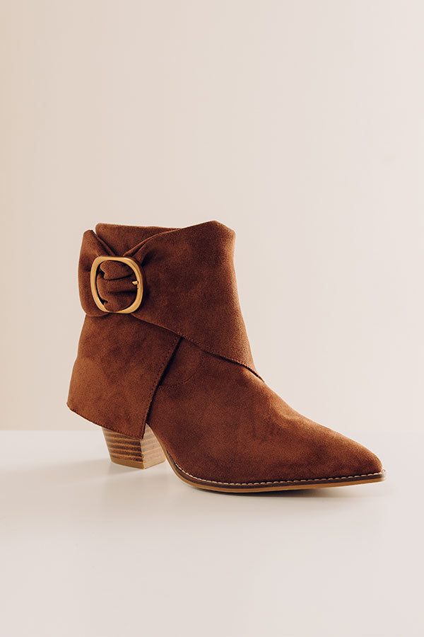 Wine O' Clock Faux Suede Bootie in Chocolate