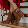 Wine O' Clock Faux Suede Bootie in Chocolate Image - 1